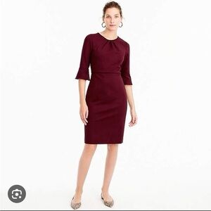J. Crew Deep Burgundy Long Sleeve Dress